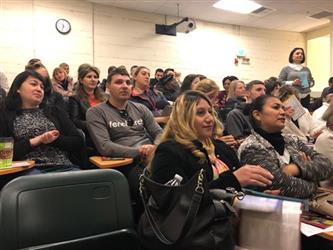 Students in a college classroom